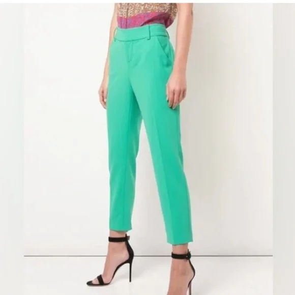 NWT Alice + Olivia Vibrant Green Cropped Pants - Picture 8 of 9